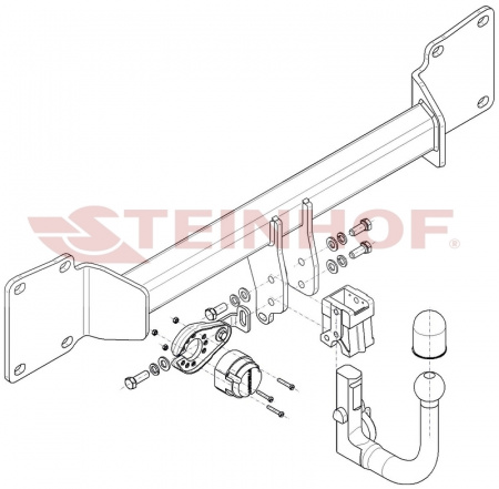 Фаркоп J-011 Steinhof для Jaguar XF седан X260 2015-. Требуется подрезка бампера. Тип шара: AV. от магазина ФаркопРос