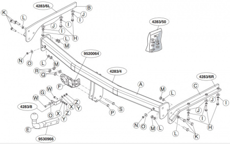 Brink 428300 Крюк фаркопа для Chrysler Voyager / Dodge Caravan 2005-2008 ( заказывать в паре с балкой 9070283). Требуется вырез в бампере. Тип шара: A (фаркоп несъемный). от магазина ФаркопРос