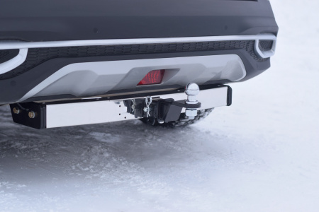 Фаркоп с хромированной накладкой KST-20-991124.00 PT Group для KIA Seltos 2020 - съемный квадрат от магазина ФаркопРос