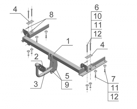Фаркоп KI 14 для KIA Spectra 1999-2011, Kia Sephia седан 1998-2004, Автос, нагрузка 1350/75 кг. С подрезкой бампера от магазина ФаркопРос