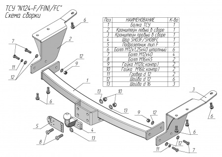 Фаркоп N124-F для NISSAN PATROL (Y62) (внедорожник) 2010 -... от магазина ФаркопРос