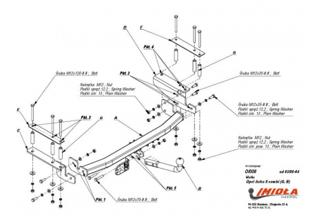 Фаркоп O.008 на Opel Astra G wagon 1998-2004, Imiola от магазина ФаркопРос