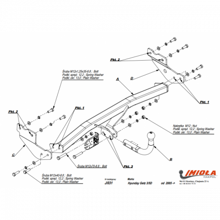 Фаркоп J.031 для Hyundai Getz 2005-2011, Imiola от магазина ФаркопРос