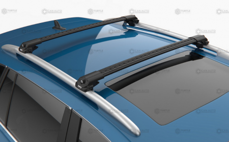 Багажник на рейлинги Turtle Air 1 модель 106 цвет черный + адаптеры для широких рейлингов (CLAMP 2) от магазина ФаркопРос