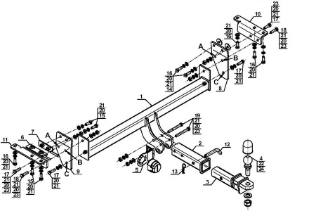 Фаркоп N-106 Steinhof для Nissan X-Trail T32 2014- без подрезки бампера. Тип шара: FE. от магазина ФаркопРос