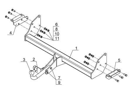 Фаркоп MI 26 для MITSUBISHI Pajero III, IV 2000- / 2007-, Автос, нагрузка 2000/100 кг. С подрезкой бампера от магазина ФаркопРос