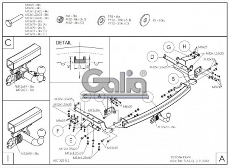 Фаркоп оцинкованный T061C для Toyota Rav4 2013-, шар C, Galia от магазина ФаркопРос