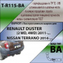 Фаркоп T-R115-BA для Renault Duster 4WD 2011-2021, 2021- без выреза бампера, Renault Duster 2WD 2011-2021, 2021-, Nissan Terrano 2014- требуется подрезка бампера. Тип шара: C (оцинкованный, съемный)., Лидер Плюс от магазина ФаркопРос