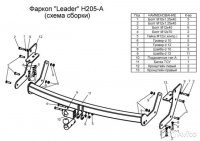 Фаркоп H205-A для HYUNDAI SANTA FE CLASSIC (SM) (ТАГАЗ) 2001-2006, 2007-2012, шар A, Лидер Плюс от магазина ФаркопРос