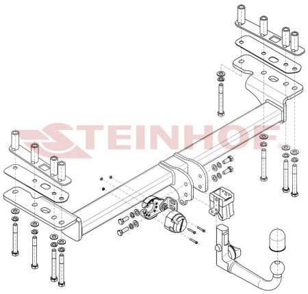 Фаркоп L-105 Steinhof для Land Rover Discovery Sport 2015-2019, кроме авто с полноразмерным запасным колесом (подходит для 7 местной версии). Требуется подрезка бампера. Тип шара: AV. от магазина ФаркопРос