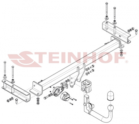 Фаркоп P-203 Steinhof для Porsche Macan, также Sport Design Pack, кроме GTS 04/2014-. Требуется подрезка бампера. Тип шара: AV. от магазина ФаркопРос