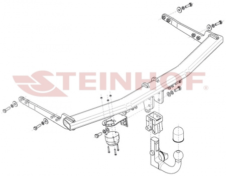 Фаркоп S-351 Steinhof для Skoda Octavia IV лифтбек/универсал 2020-. Требуется подрезка бампера. Тип шара: AV. от магазина ФаркопРос