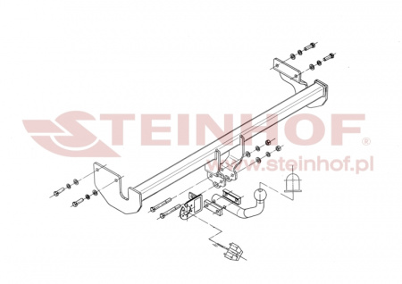 Фаркоп K-008 для Kia Rio II хэтчбек 3 / 5D 2005-2009, Steinhof от магазина ФаркопРос