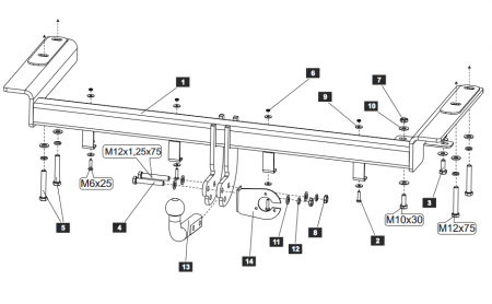 Фаркоп, 04209512, для CHRYSLER PACIFICA, 03-, шар A, 50/1500 Балтекс от магазина ФаркопРос