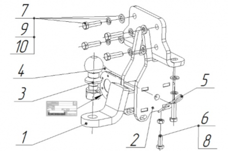 Фаркоп 3011-E для Toyota Land Cruiser Prado 120, 150 под квадрат, Oris от магазина ФаркопРос