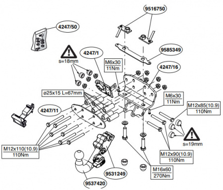 Оригинальный фаркоп 424700 оригинальный на Toyota Land Cruiser 200 2008-, Lexus LX 570 2008-, Lexus LX 450d 2015-, шар BMA, Brink от магазина ФаркопРос