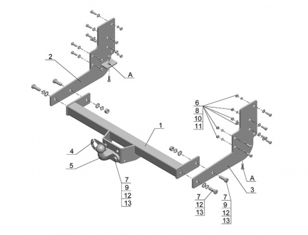 Фаркоп GAZ-12 Автос для Газель NEXT A22R22, NEXT A22R32(Удлиненная база) от магазина ФаркопРос