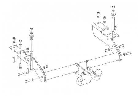 Фаркоп GAZ-09 для ГАЗ 2217 (Баргузин), 2310, 2752 (Соболь), 2705, 3221; кроме а/м 4х4 2010-, Автос, нагрузка 1250/75 кг. Тип шара -A. БЕЗ подрезки бампера от магазина ФаркопРос