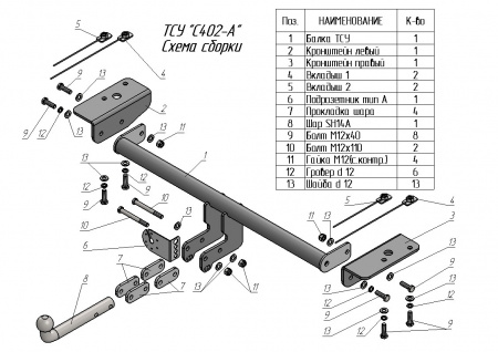 Фаркоп C402-A Лидер Плюс, для CHANGAN CS55 PLUS 2023-...Тип шара - A от магазина ФаркопРос