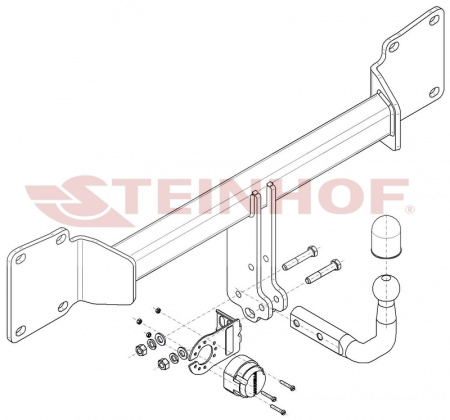 Фаркоп J-010 Steinhof для Jaguar XF седан X260 2015-. Требуется подрезка бампера. Тип шара: A. от магазина ФаркопРос