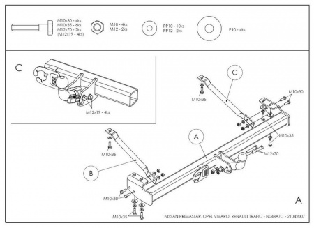 Фаркоп N048A на Opel Vivaro 2002-2014, Galia от магазина ФаркопРос