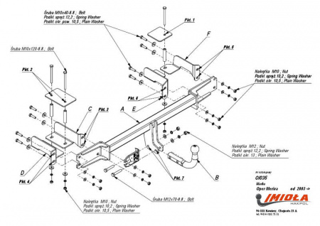 Фаркоп O.035 на Opel Meriva A 2003-2010, Imiola от магазина ФаркопРос