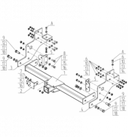 Фаркоп GAZ-16 для ГАЗель Next (бортовая) 2016-, Автос, нагрузка 2500/100 кг. БЕЗ подрезки бампера. Тип шара - F от магазина ФаркопРос