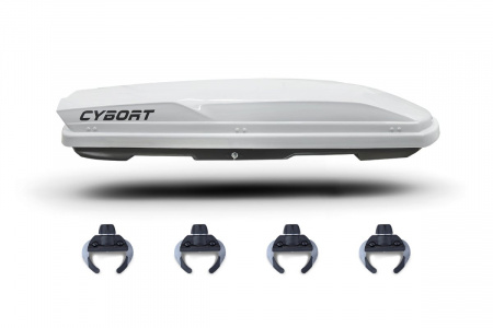 Автобокс CYBORT Jazz, 206*80*35, 410л, двухсторонний, белый мetallic, быстросъемные крепления краб от магазина ФаркопРос