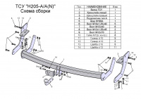 Фаркоп H205-A(N) для HYUNDAI SANTA FE CLASSIC (SM) (ТАГАЗ) 2001-2006, 2007-. (C НЕРЖ. ПЛАСТИНОЙ), шар A, Лидер Плюс от магазина ФаркопРос