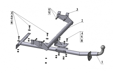 Фаркоп VAZ-14 Автос для ВАЗ 2108, 2109, 2113, 2114 (без снятия бамп. и сверл. а/м) от магазина ФаркопРос