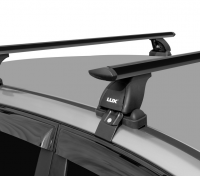 Багажник на крышу LUX, крепление за дверные проемы для Nissan Qashqai (J10) внедорожник 2007-2013 (БК1+дуги аэро-трэвэл черные 1,3м+КА LUX Qashqai07n) от магазина ФаркопРос