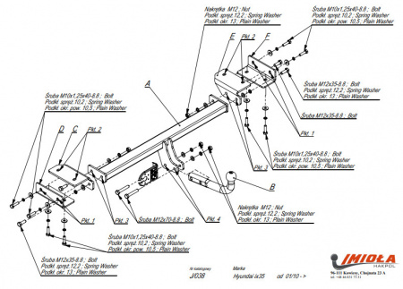 Фаркоп J.038 для Hyundai ix35 2010-2015, Kia Sportage 2010-2015, шар A, Imiola от магазина ФаркопРос