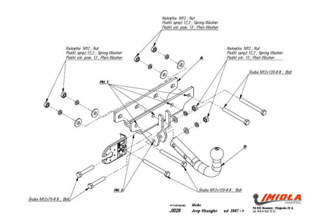 Фаркоп J.028 для Jeep Wrangler JK 2007-, Imiola от магазина ФаркопРос
