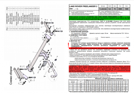 Фаркоп T-L205-BA для LAND ROVER FREELANDER 2 (LF) 2006-2015 г.в. (С БЫСТРОСЪЕМНЫМ ШАРОМ), Лидер Плюс от магазина ФаркопРос