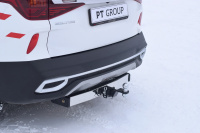 Фаркоп с хромированной накладкой KST-20-991124.00 PT Group для KIA Seltos 2020 - съемный квадрат от магазина ФаркопРос