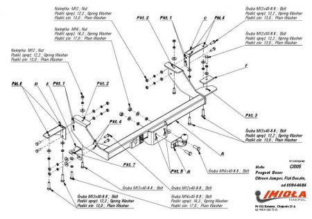 Фаркоп C.005 для Peugeot Boxer 1994-2006, Imiola от магазина ФаркопРос