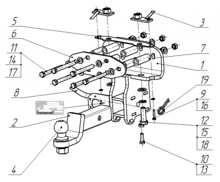 Фаркоп 3010-E для Toyota Land Cruiser J200 2007-, Lexus LX 2007-, шар E, Oris от магазина ФаркопРос