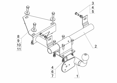Фаркоп VAZ-19 Автос для Лада Kalina 1119 / Kalina 2 2192 /Granta от магазина ФаркопРос