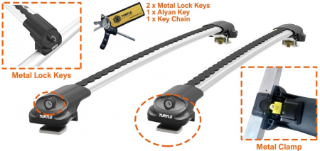 Багажник на рейлинги Turtle Air 1 модель 106 цвет черный + адаптеры для широких рейлингов (CLAMP 2) от магазина ФаркопРос