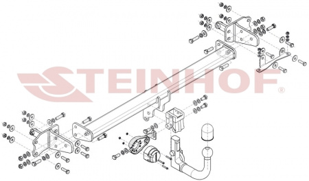 Фаркоп M-161 Steinhof для Mercedes C-Class w205 седан / s205 универсал / a205 кабриолет / c205 купе 2014-2021, в т.ч. AMG-пакет, кроме авто с пневмоподвеской. Требуется подрезка бампера. Тип шара: AV. от магазина ФаркопРос