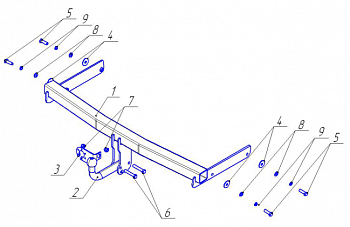 Фаркоп VW 24Z для Volkswagen Passat B6 (оц.шар) седан / универсал 2005-2010, Avtos от магазина ФаркопРос