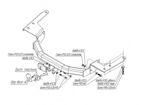 Фаркоп 3041-A на Toyota Highlander 2003-2008 / Lexus RX300, RX350, RX400 2003-2009, Toyota Harrier 2003-2009, шар A (на 2-х болтах), Oris от магазина ФаркопРос