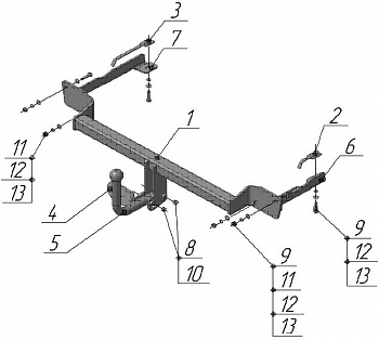 Фаркоп R 38 для Fiat Grande Punto хэтчбек 2006-, Avtos от магазина ФаркопРос