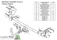 Фаркоп K120-A для KIA CEED хетчбек (JD) 2012-2018 г.в., Лидер Плюс от магазина ФаркопРос