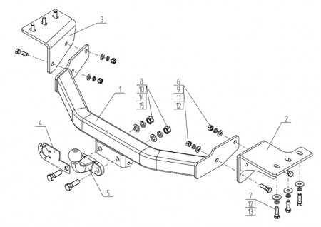 Фаркоп TY 46 для TOYOTA Fortuner II 2018-, Автос, нагрузка 2500/100 кг. БЕЗ подрезки бампера от магазина ФаркопРос
