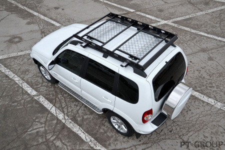 PT Group Багажник-корзина двухсекционная универсальная с основанием-решетка (ППК) 1630х1100мм под поперечины на крышу автомобиля от магазина ФаркопРос